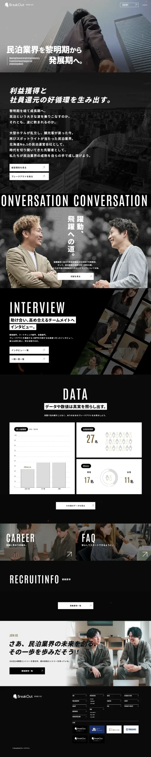 株式会社ブレークアウト様リクルートサイトトップスクロール